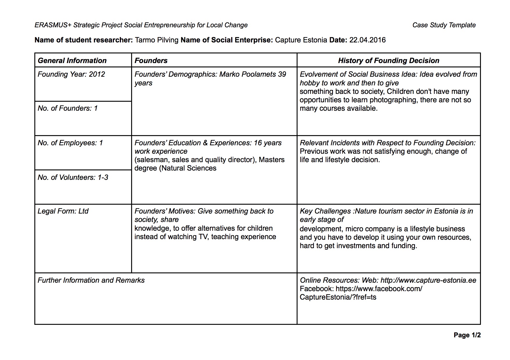 education case study template