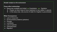 cause-effect relationship/wider consequences
