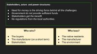 stakeholders, actors and power structure
